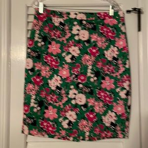 Women’s size ten green with pink and blue flowers pencil skirt
